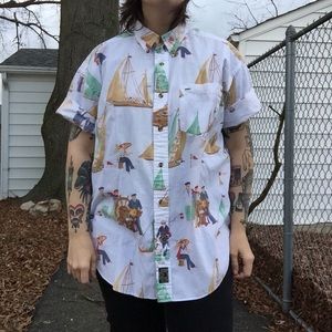 Vintage Tommy Hilfiger Navy Surplus Button Up